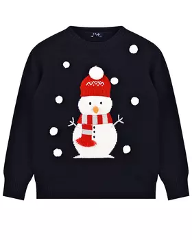 Темно-синий джемпер с декором "снеговик" IL Gufo детское