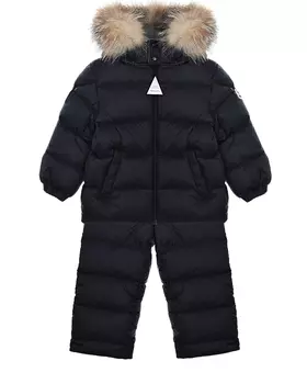 Темно-синий комплект с меховой отделкой Moncler детское