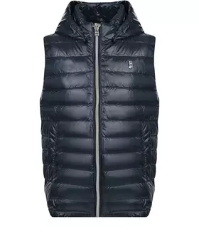 Темно-синий стеганый жилет с капюшоном Herno