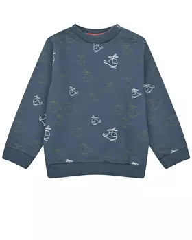 Темно-синий свитшот с принтом "вертолеты" Sanetta Kidswear детское