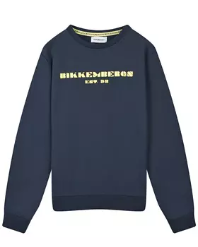 Темно-синий свитшот с желтым лого Bikkembergs детское