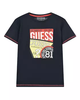 Темно-синяя футболка из хлопка Guess детское