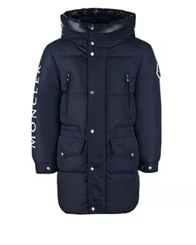 Темно-синяя куртка с логотипом на рукаве Moncler детское