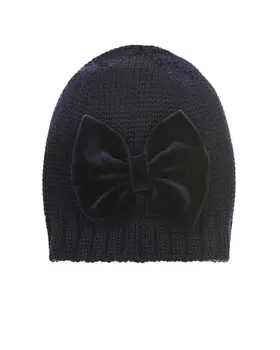 Темно-синяя шапка с бархатным бантом Catya детское