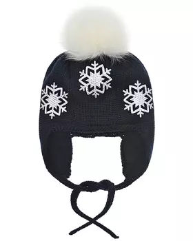 Темно-синяя шапка с декором "снежинка" Catya детское