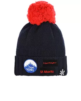 Темно-синяя шапка с красным помпоном Regina детское