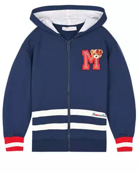 Темно-синяя спортивная куртка с капюшоном Monnalisa детское