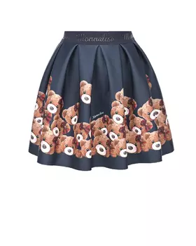 Темно-синяя юбка с принтом "медвежата" Monnalisa детское