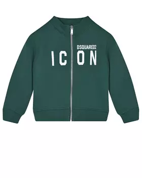Темно-зеленая спортивная куртка с принтом "ICON" Dsquared2 детское