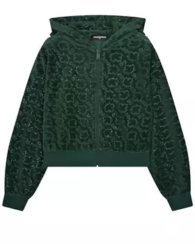 Темно-зеленая спортивная куртка со сплошным лого Dsquared2 детское