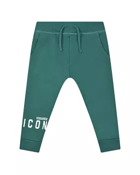 Темно-зеленые спортивные брюки с принтом "ICON" Dsquared2 детское
