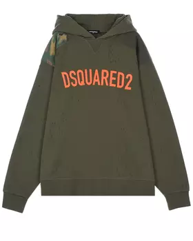 Толстовка-худи цвета хаки Dsquared2 детская