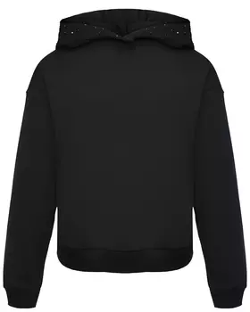 Толстовка-худи оверсайз со стразами, черная Flashin