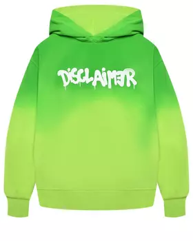 Толстовка-худи с белым лого, зеленая Disclaimer