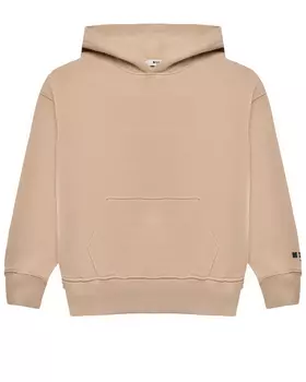 Толстовка - худи с черным лотипом на рукаве ,бежевая MSGM