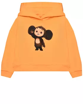 Толстовка-худи с капюшоном и принтом Чебурашки, оранжевая Dan Maralex