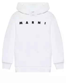 Толстовка-худи с лого, белая MARNI