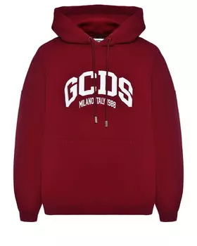 Толстовка-худи с лого, бордовая GCDS