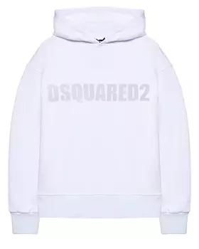 Толстовка-худи с лого в тон, белая Dsquared2