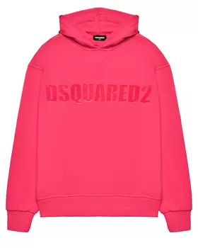 Толстовка-худи с лого в тон, фуксия Dsquared2