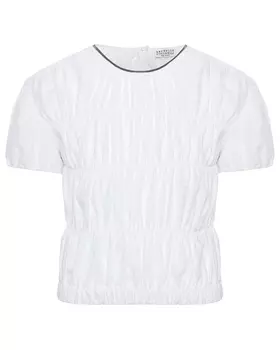 Топ из жатой ткани, белый Brunello Cucinelli