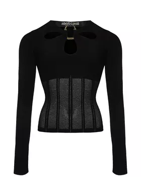 Топ-корсет из вязаного трикотажа с фигурными вырезами Roberto Cavalli