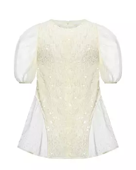 Топ с пайетками вставки из хлопкового тюля, кремовый Eirene