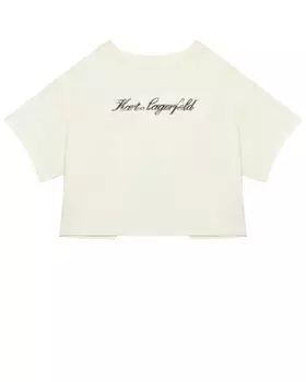Топ укороченный оверсайз с логотипом, белый Karl Lagerfeld kids