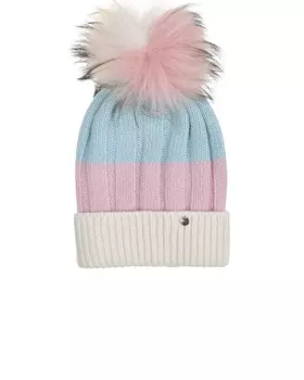 Трехцветная шапка с меховым помпоном Aletta детская