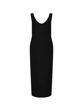 Трикотажное платье миди с V вырезом, черное Pietro Brunelli