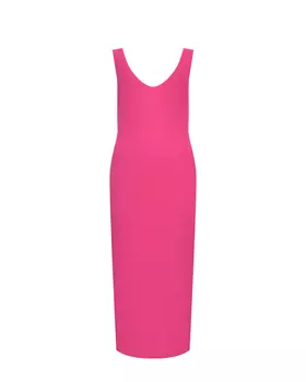 Трикотажное платье миди с V вырезом, розовое Pietro Brunelli