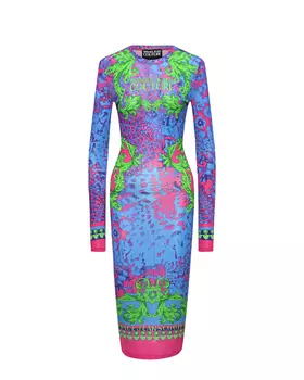 Трикотажное платье с орнаментом Versace Versace Jeans Couture