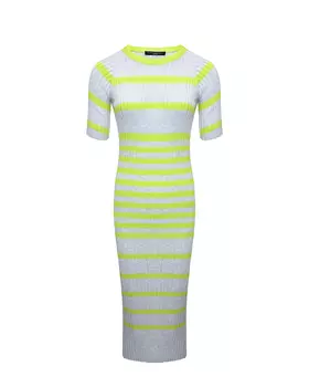 Трикотажное платье в полоску, серое Pietro Brunelli