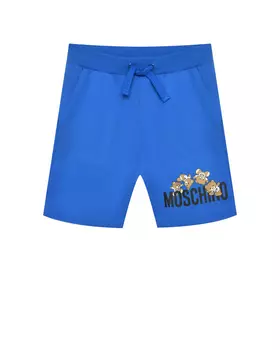 Трикотажные бермуды с лого, синие Moschino