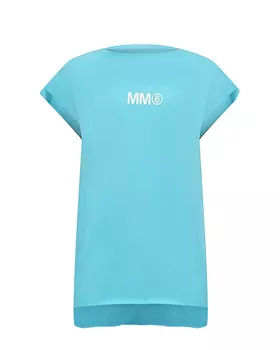 Туника с белым лого, бирюзовая MM6 Maison Margiela