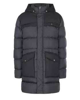 Удлиненная черная куртка с накладными карманами Herno детская