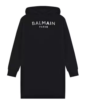 Удлиненная черная толстовка-худи Balmain детская