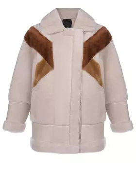 Удлиненная дубленка с контрастными полосами Blancha