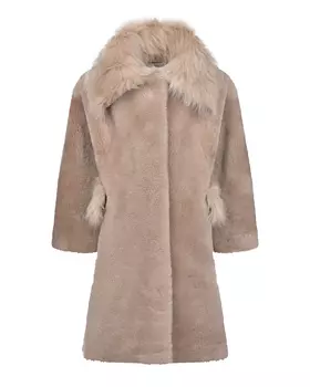 Удлиненная шуба бежевого цвета Plooml детская