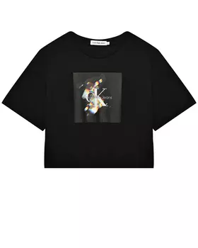 Укороченная футболка с лого Calvin Klein