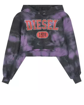 Укороченная толстовка-худи с принтом "tie dye" Diesel детская