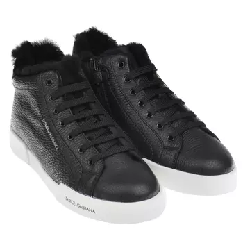 Утепленные черные кеды Dolce&amp;Gabbana детские