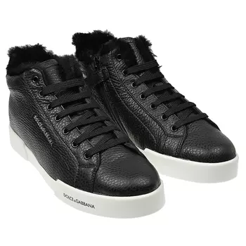 Утепленные черные кеды Dolce&amp;Gabbana детские