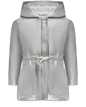 Ветровка с капюшоном и шнурком на талии, серебристая Chloe