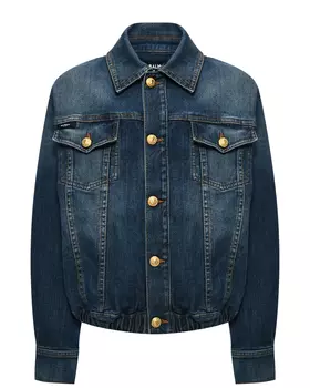 Выбеленная джинсовая куртка, синяя Balmain