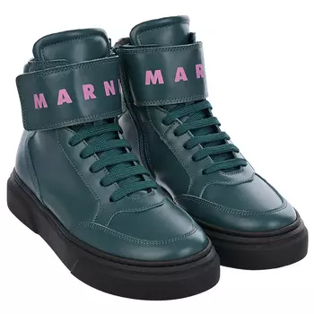 Высокие кеды изумрудного цвета MARNI детские