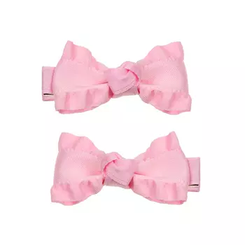 Заколка розовый бантик с воланами, 2 шт Tais