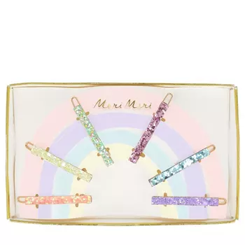 Заколки для волос "Радуга" с блестками (в наборе 6 шт) Meri Meri детские