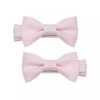 Зажим для волос бантик в полоску светло-розовый, 2 шт Tais
