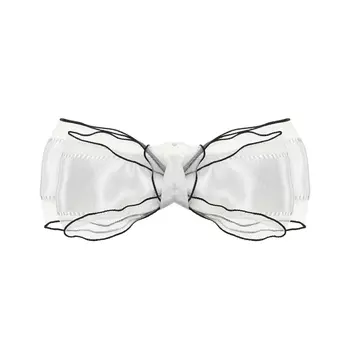 Зажим для волос с бантом из органзы c черной каймой, белый Tais